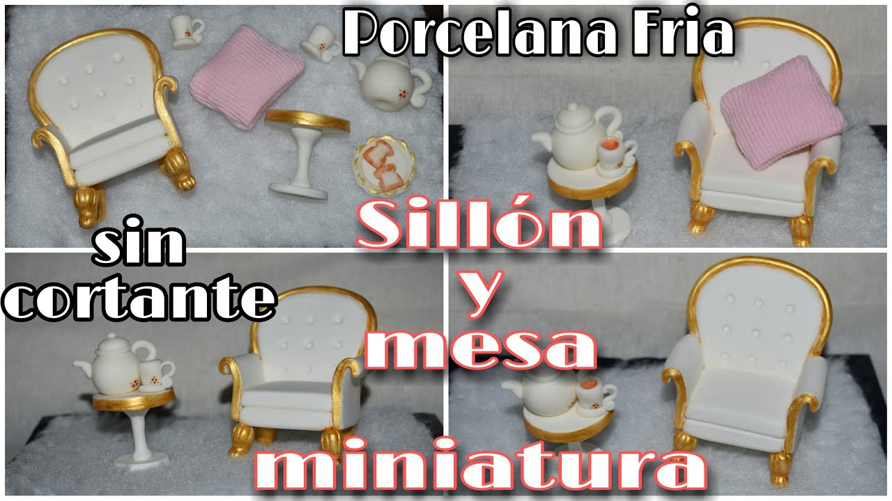 Miniaturas en porcelana fría sillón y mesa/CÓMO HACER SILLON EN PORCELANA FRIA