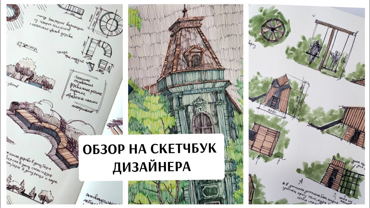 ОБЗОР на законченный СКЕТЧБУК ДИЗАЙНЕРА / архитектура / ландшафт / графика / скетчинг / Sketchmarker