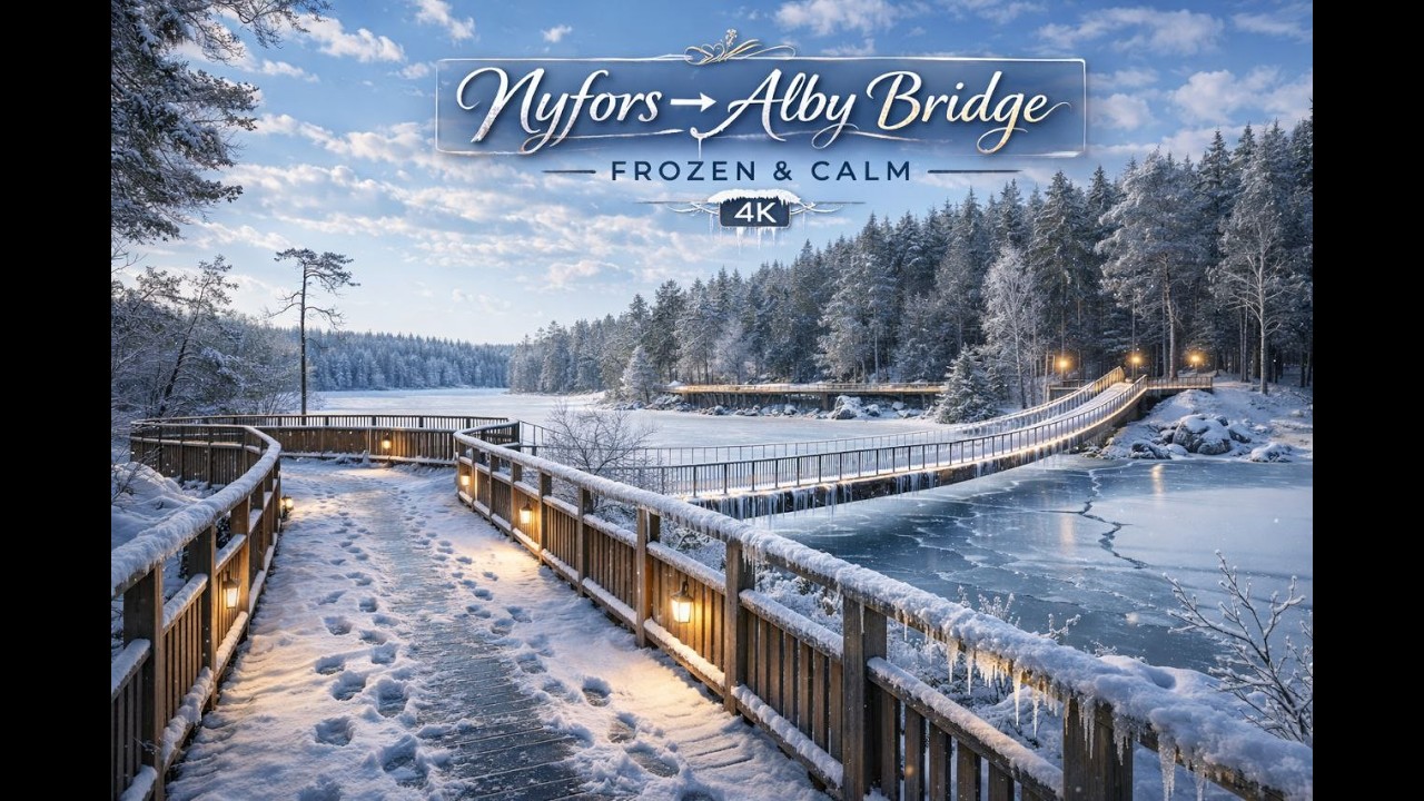 Relaxing Winter Walk in Sweden 4K | Nyfors to Alby Bridge | No Talking❄️