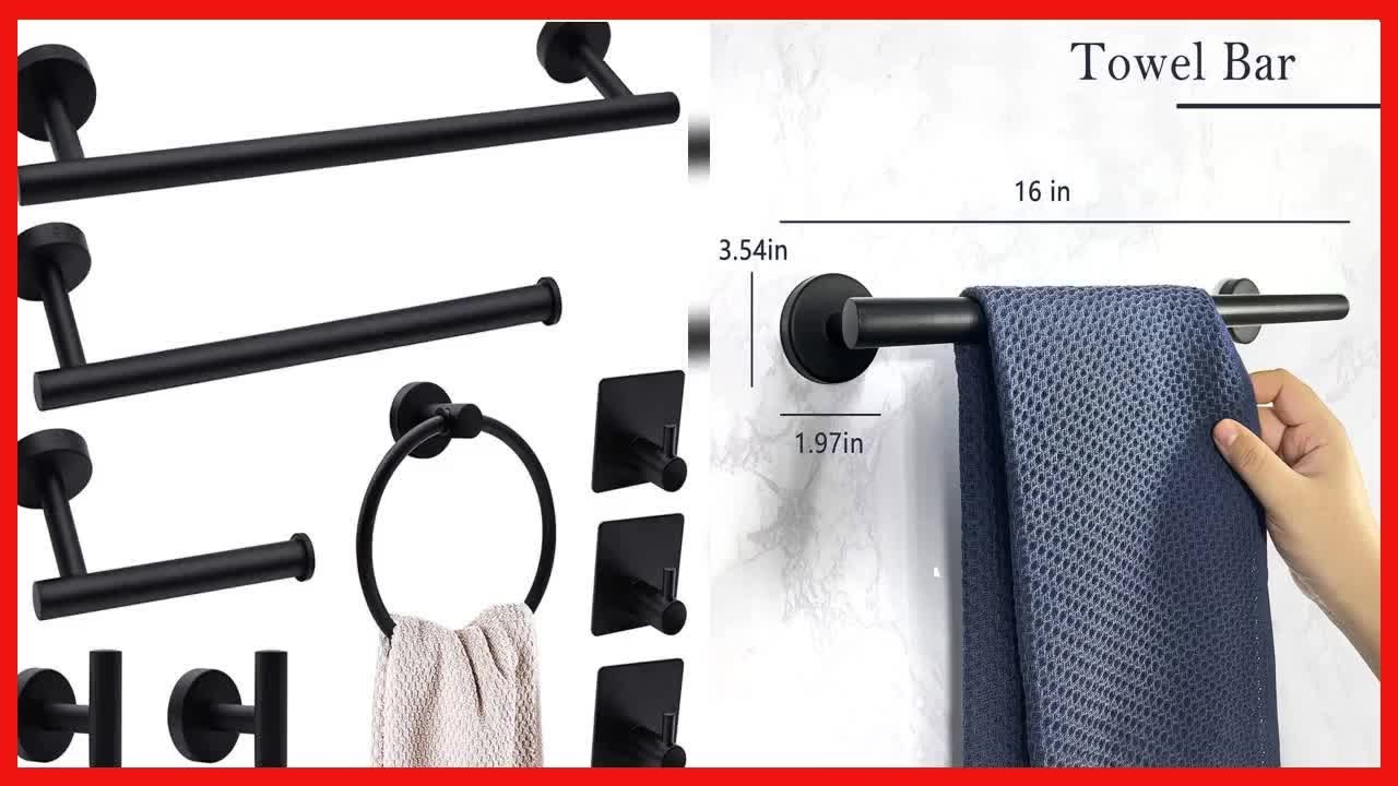 Bon produit -  Ensemble d'accessoires de salle de bain noir mat 9 pièces, ensemble de porte-serviett