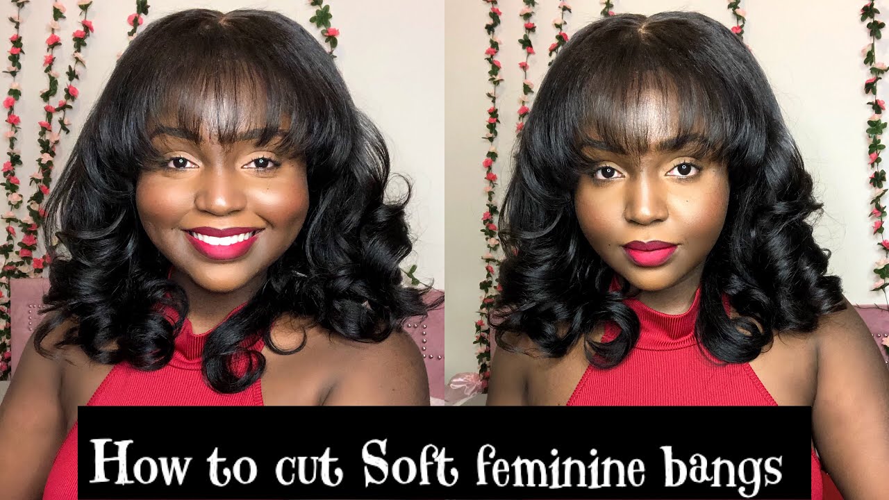 How to cut curtain bangs and layers in kinky straight hair | Atina Hair Crystal lace