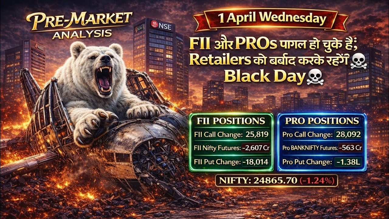 Pre Market Analysis & Report | FII DII & F&O Data | Nifty, Bank Nifty, Sensex Analysis | 1 Apr
