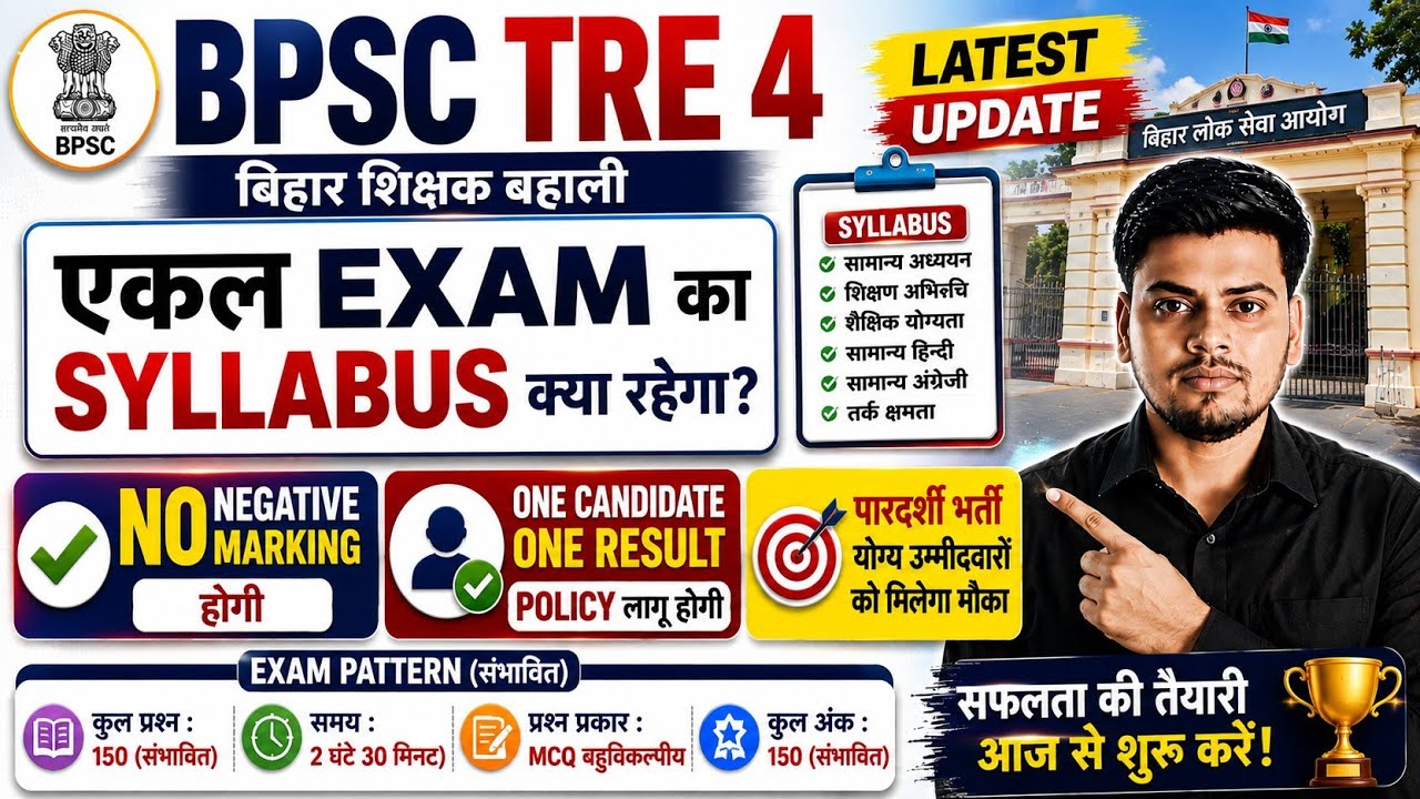 BPSC TRE 4 Latest News Update ।। Bpsc tre 4 ka exam kab hoga ।। एकल परीक्षा,No Negative Marking