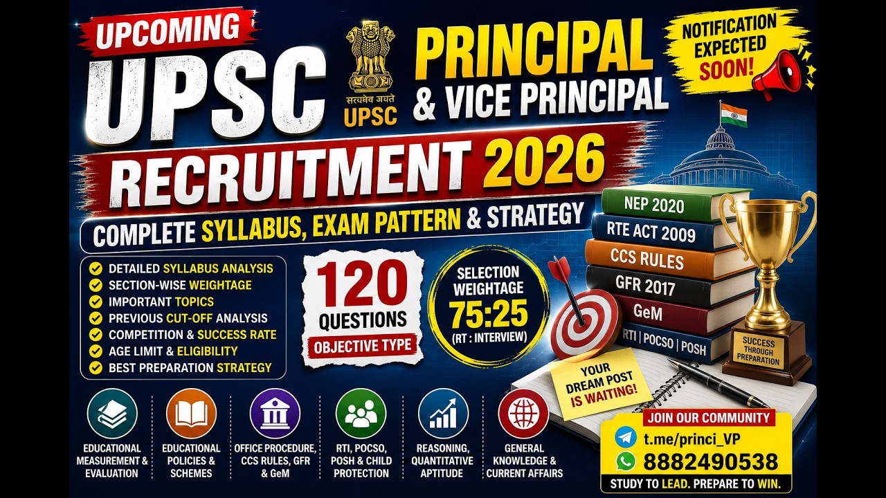 UPSC Principal & Vice Principal Vacancy 2026  Complete Syllabus, Exam Pattern & Preparation Strategy