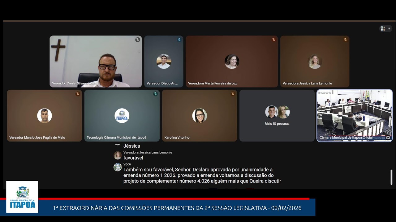 1ª Extraordinária das Comissões Permanentes da 2ª Sessão Legislativa da 10ª Legislatura - 09/02/2026