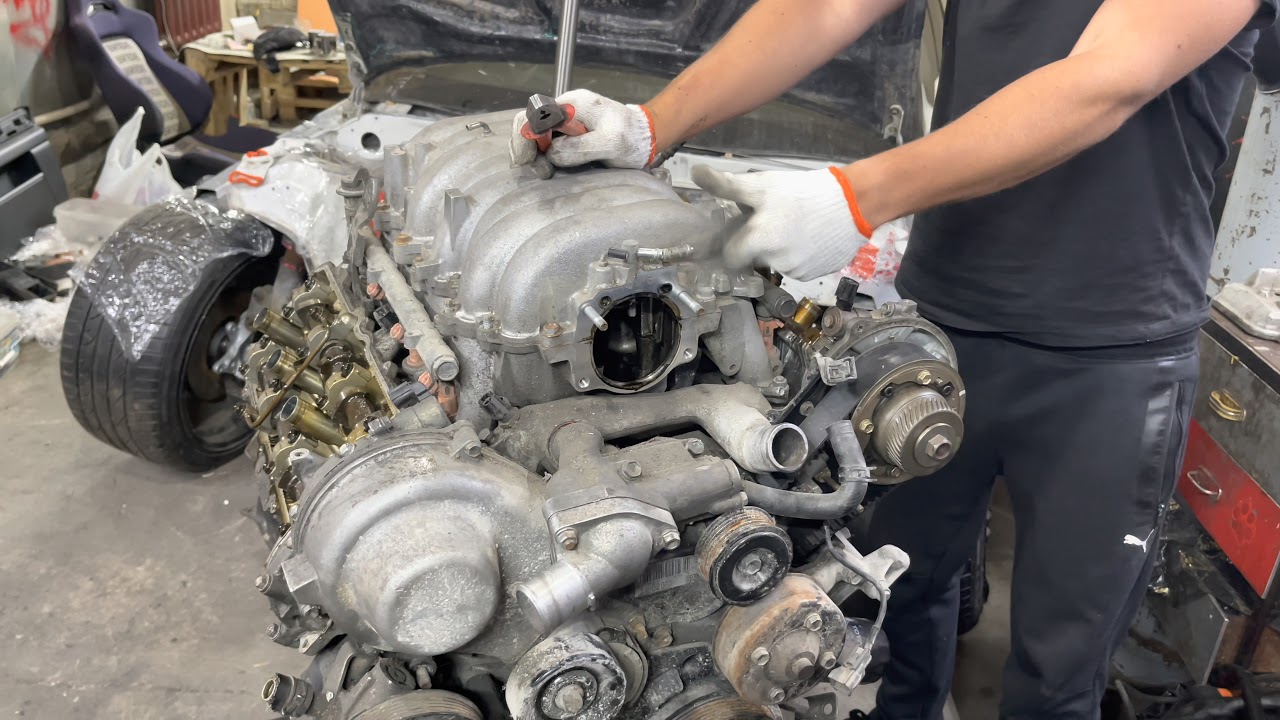 Разбор двигателя 1uz-vvt. Как снять муфту vvt. В двигатель залетело инородное тело. Вскрытие.