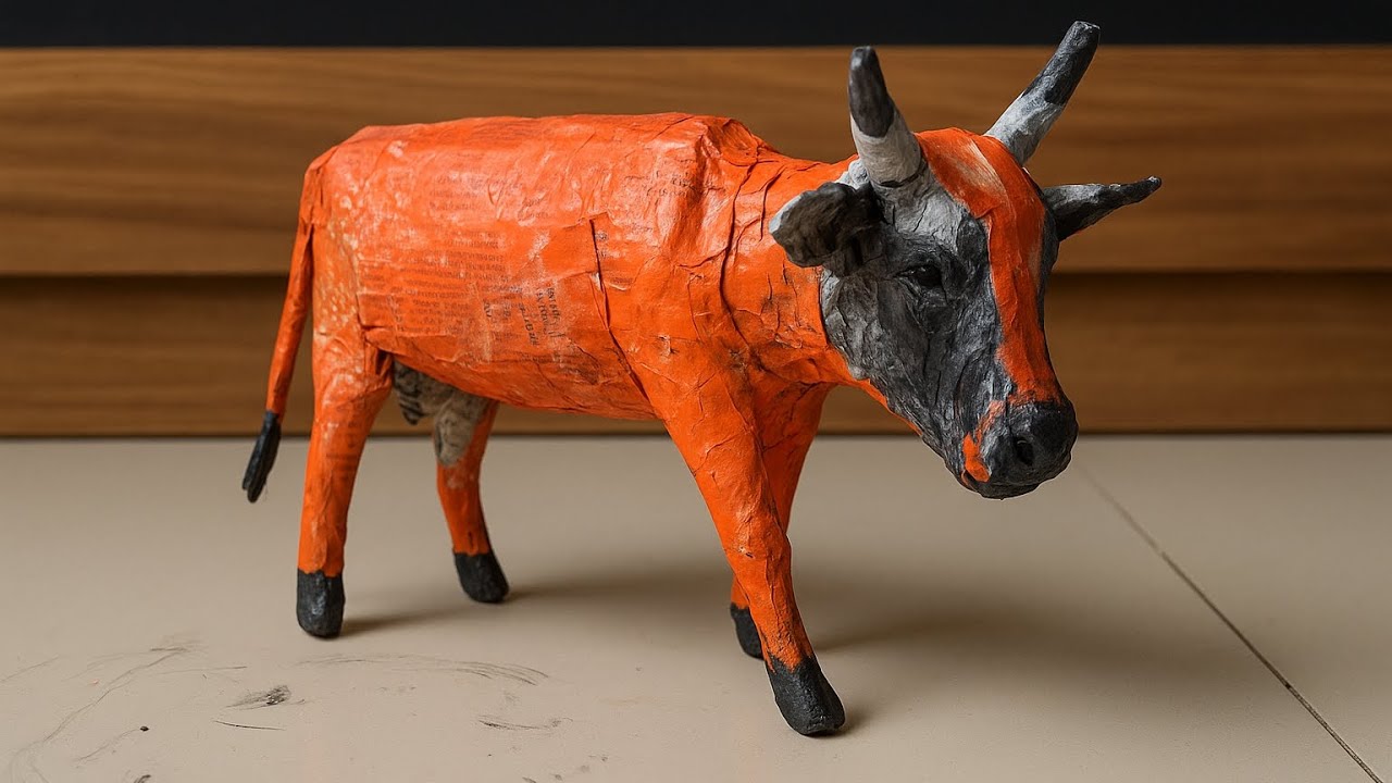“How to Make a Cow with Newspaper | Easy Paper Craft for beginners | TuliTamasha”