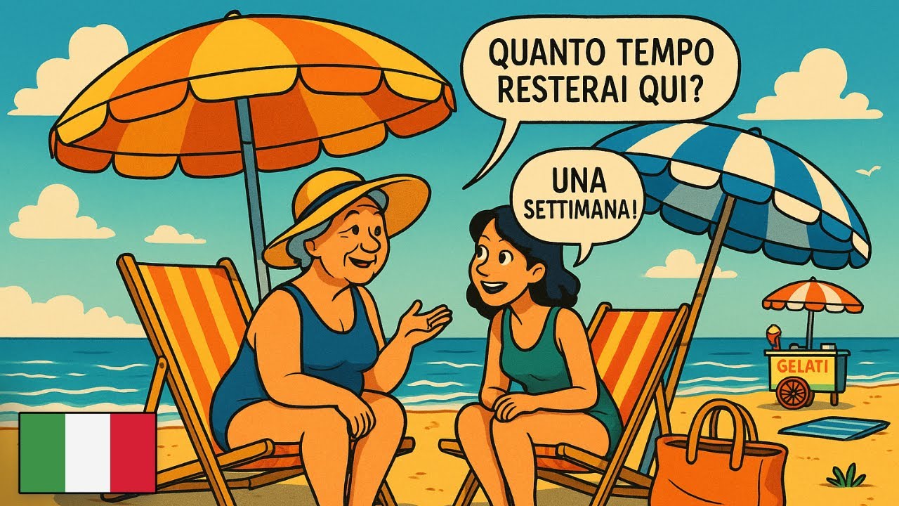 15 Minutes of Real Italian Conversation 🇮🇹 A Beach Italian Conversation (A2-B1)