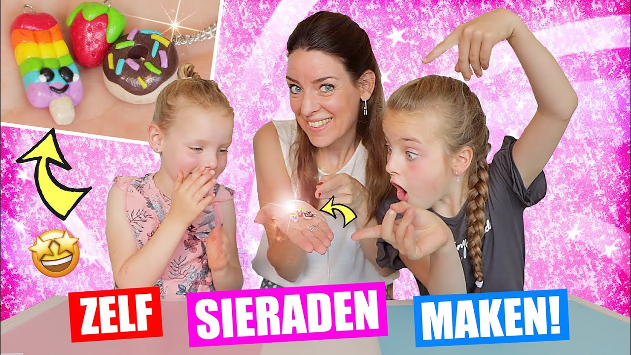 DIY: ZELF SIERADEN MAKEN met FIMO KLEI! [Miniatuur Donut En Aardbei] ♥DeZoeteZusjes♥