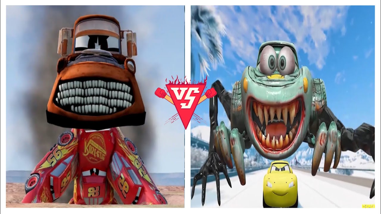 Monster Mater vs SHARK CAR 😱 Giant Attack on Lightning McQueen!
