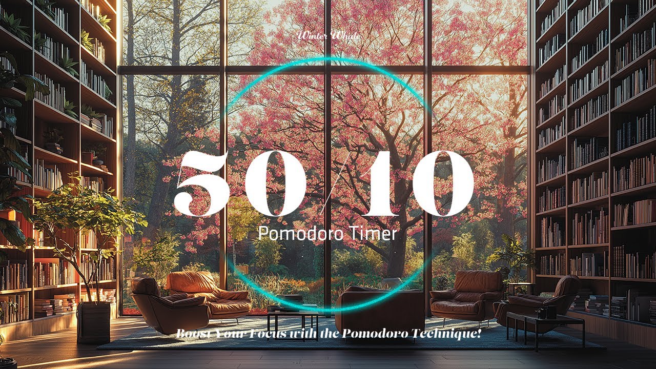Pomodoro Timer 50/10 - Spring Library Ambience | Studying, Focus, 뽀모도로 50/10