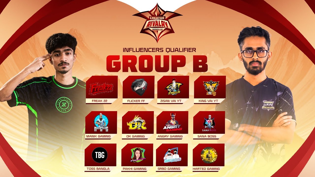 [🔴LIVE] CREATOR RIVALRY SERIES 2.0 | INFLUENCERS QUALIFIER G-B | FREE FIRE @Flickerz7 @JB.FREAK22