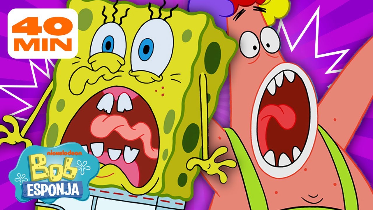 Bob Esponja | Todas las ocasiones que Bob Esponja y Patricio se asustan 😰 | 40 minutos