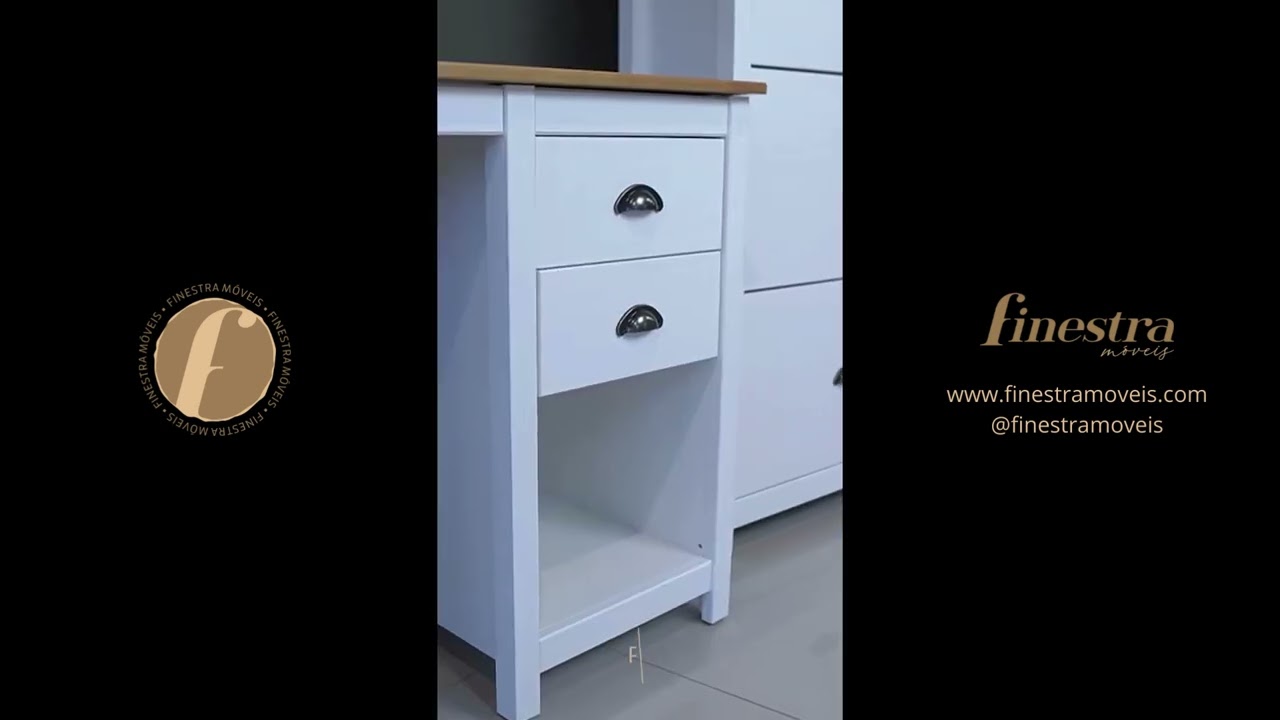 Mesa Escrivaninha 2 Gavetas Linha Top&aacute;zio - Finestra M&oacute;veis - Madeira Maci&ccedil;a