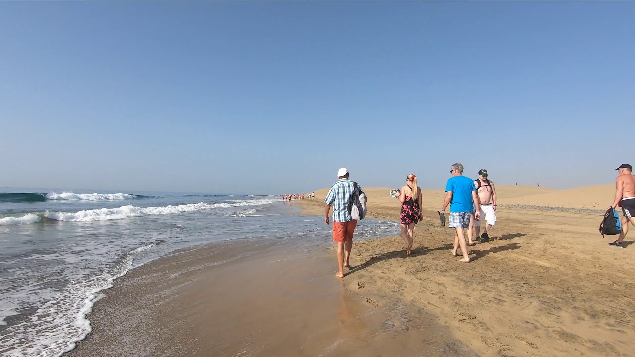Playa del Ingles to Maspalomas Beach Walk Gran Canaria 😎 Nudist Area