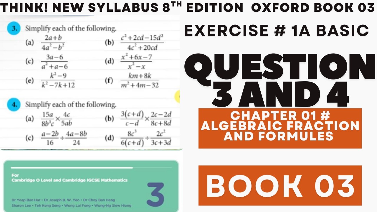 Think! New Syllabus Mathematics 8th Edition Math Ch 1 Ex 1A Q3 & Q4 | Book 03