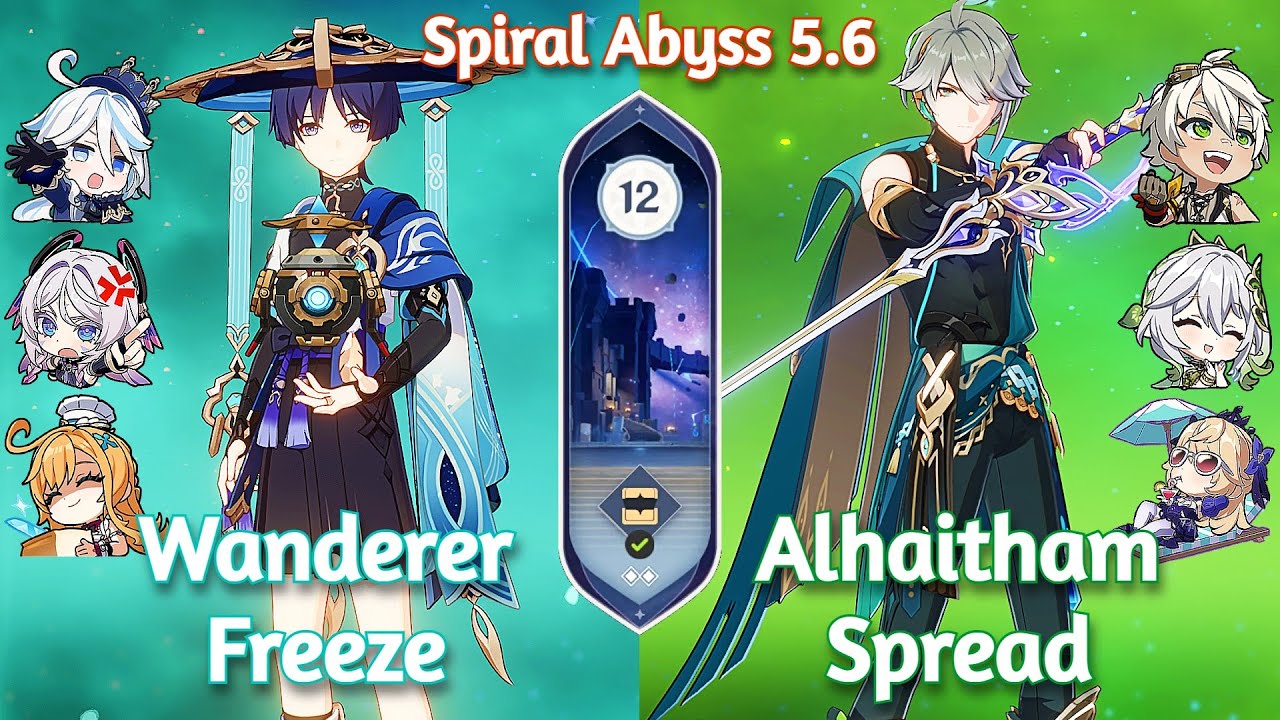 C0 Wanderer Freeze x C0 Alhaitham Spread - NEW Spiral Abyss 5.6 | Floor 12 | Genshin Impact