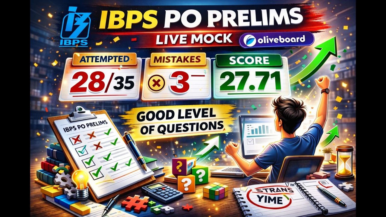IBPS PO PRELIMS LIVE MOCK OLIVEBOARD REASONING SECTION ONLY #reasoningmocktest #education #ibpspo