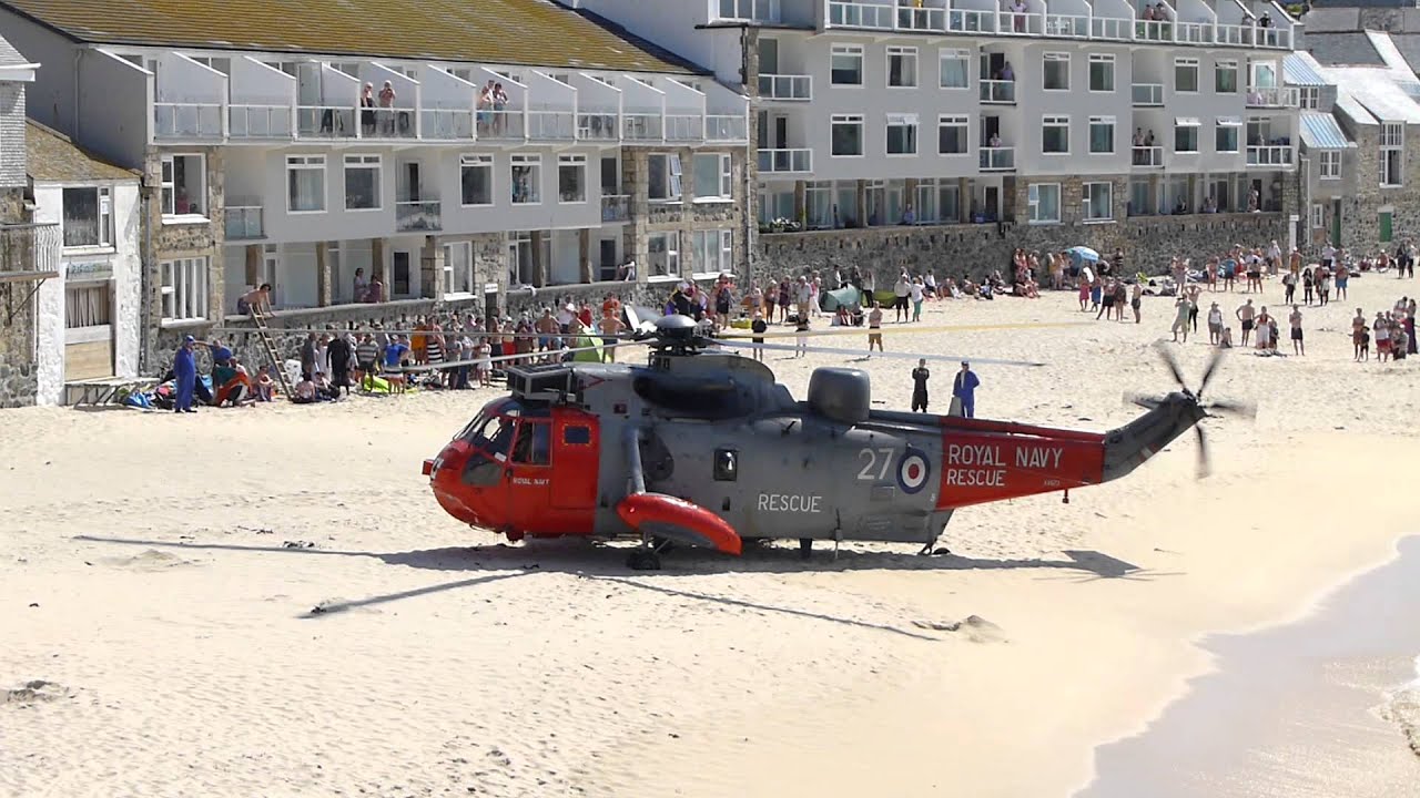 Royal Navy Rescue Porthmeor Beach, St Ives, Cornwall