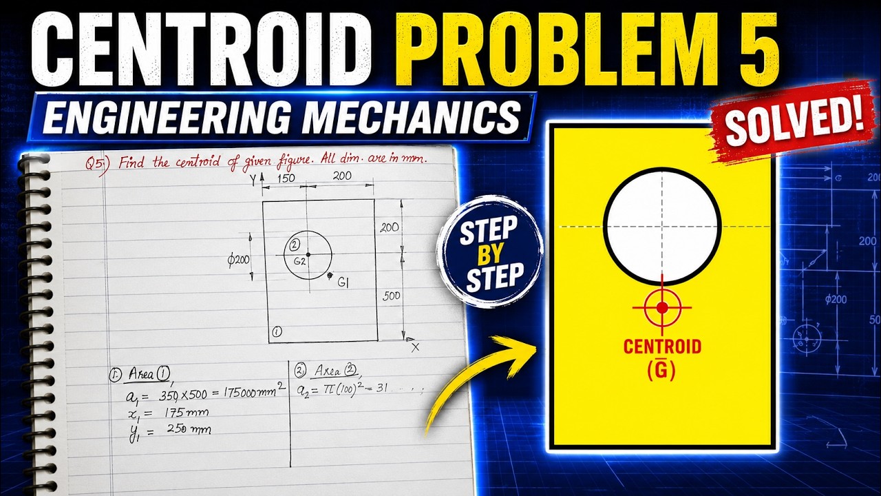 How to find Centroid of Composite Area | Centroid | Centre of Gravity | Mechanics | Problem 5 | 9.6