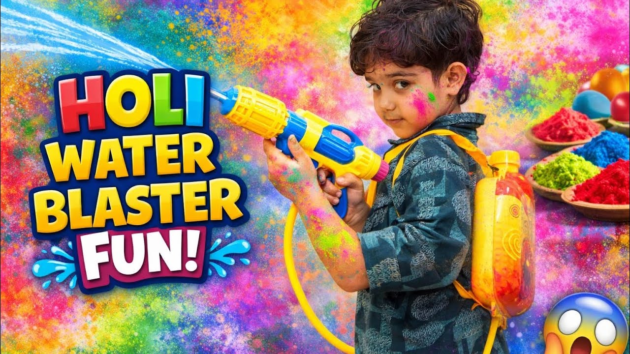 👉vamika ki Holi 💦 Bag Wali Pichkari !Se Full Masti 😱 Kids Holi Fun Video 2026!