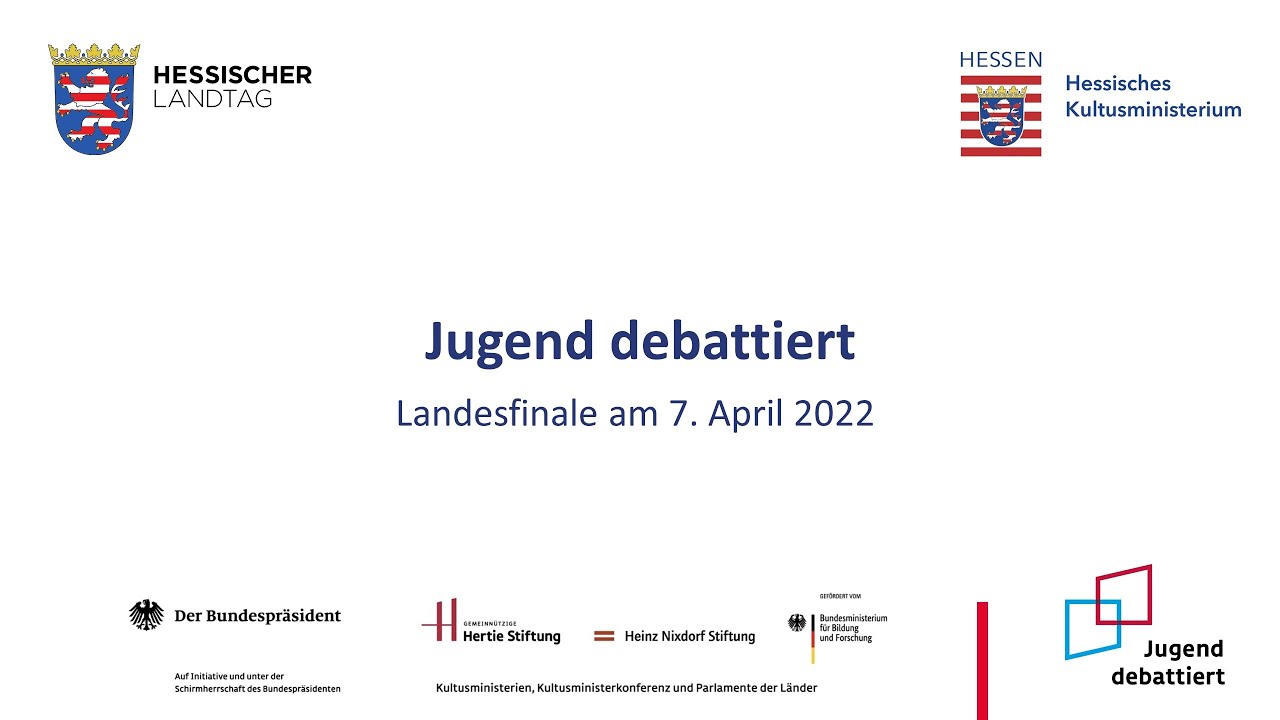 Jugend debattiert, Landesfinale am 7. April 2022