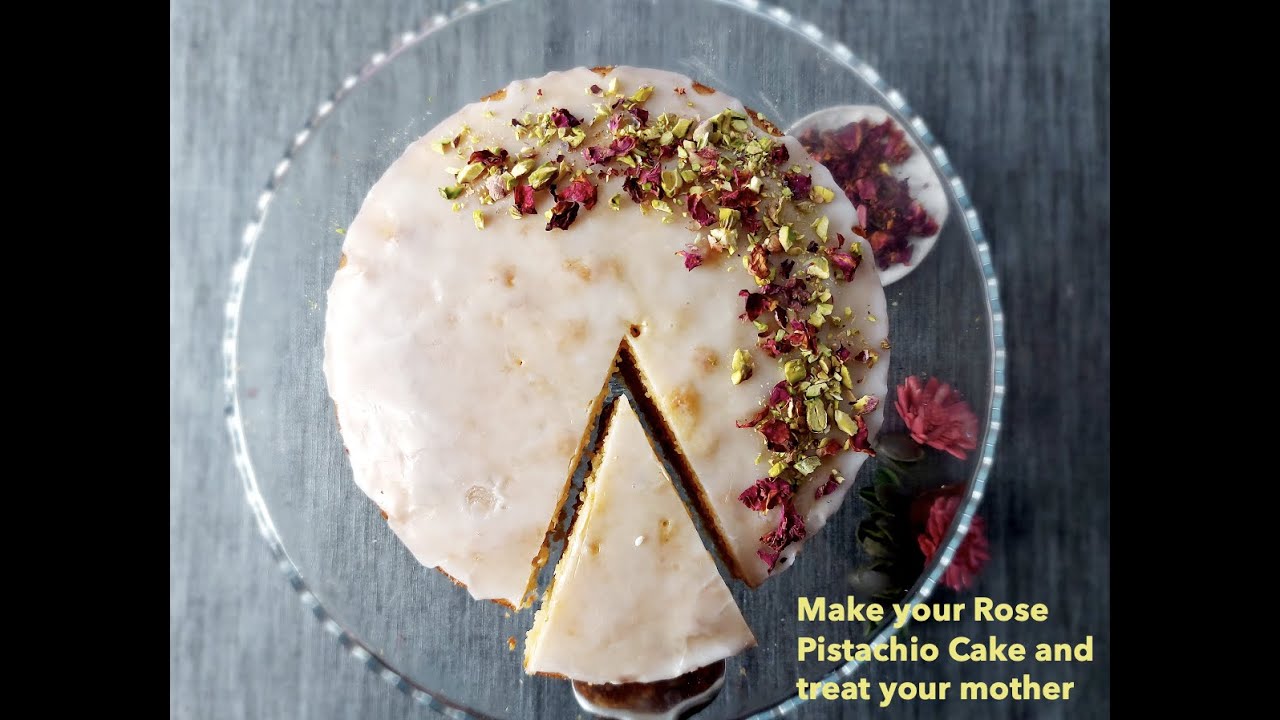 Rose Pistachio Cake - Mothers Day Special - گلاب پستا کیک - by COOK2CONNECT
