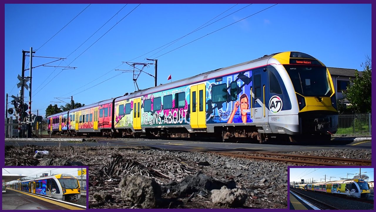 Auckland's AM Electric Trains that promote Rail Safety (HD)