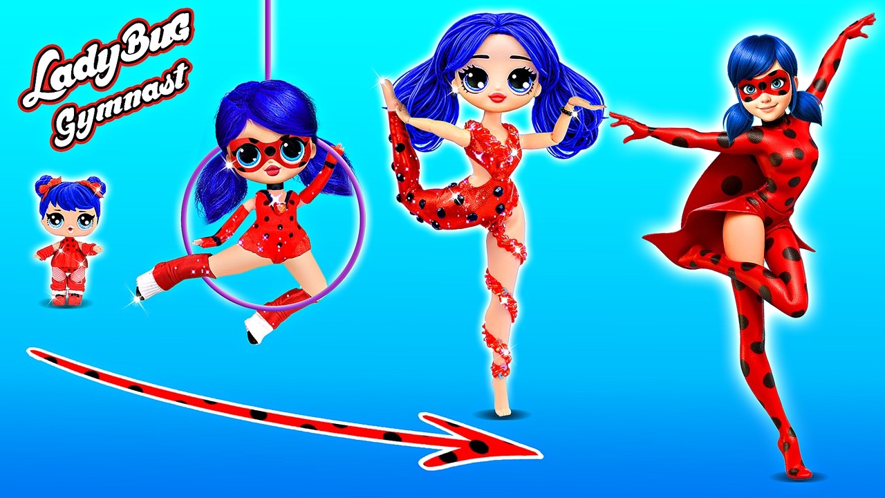 Ladybug and Cat Noir Become Gymnasts! Crafts for LOL OMG
