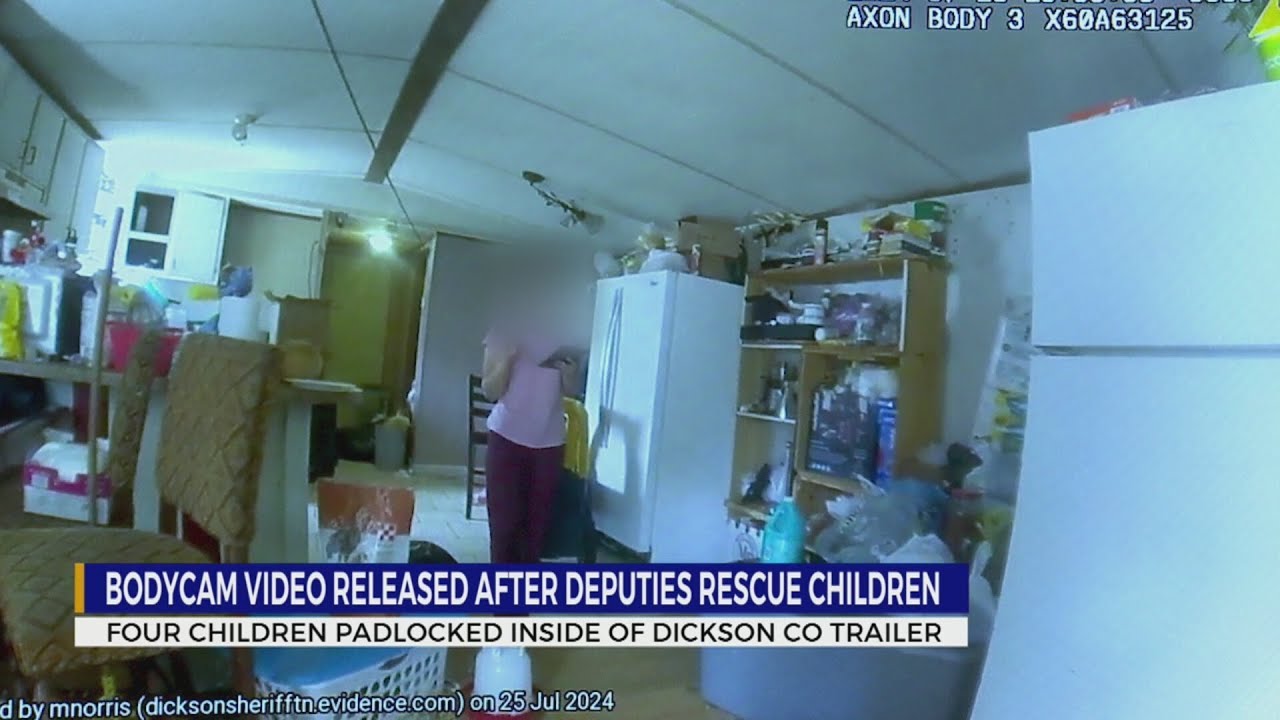 Bodycam video released after Dickson County deputies rescue children padlocked inside trailer