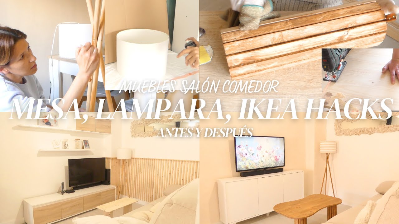 MUEBLES PARA SALÓN COMEDOR!  😍 Mesa Madera, Lampara IKEA, Pintura, Decoración 🏡💡 IKEA HACKS 🫶🏻