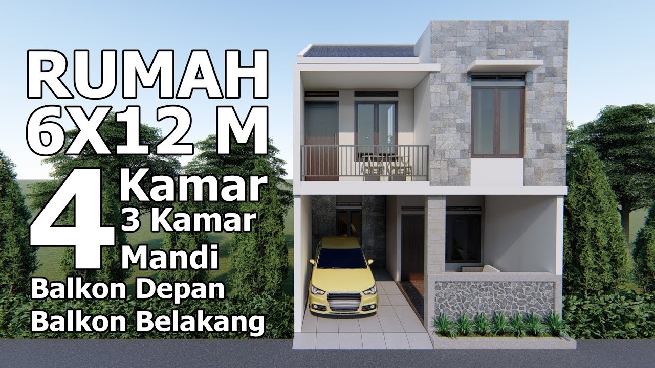 Rumah 6x12 m dengan 4 kamar tidur, 3 Kamar Mandi dan area terbuka dibelakang lantai 2