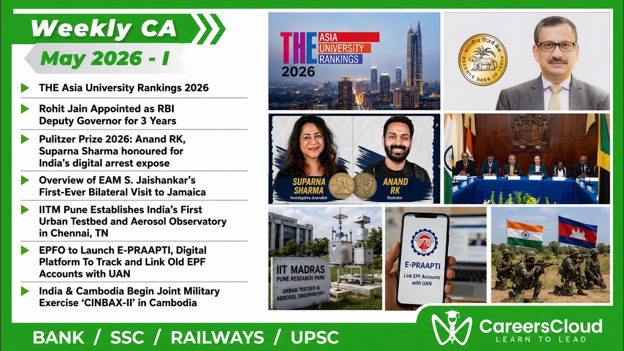 Current Affairs Weekly | 1 - 8 May 2026 | Hindi | Current Affairs | AffairsCloud