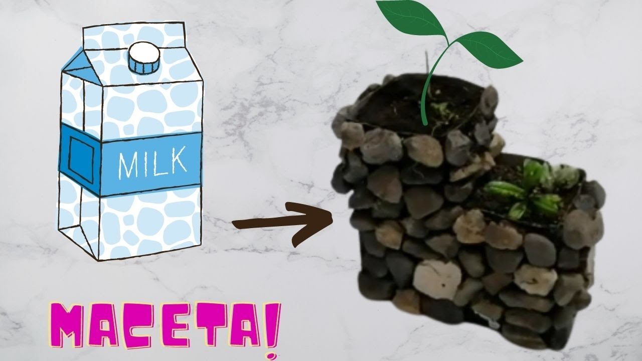 como reciclar caja de leche y hacer maceta