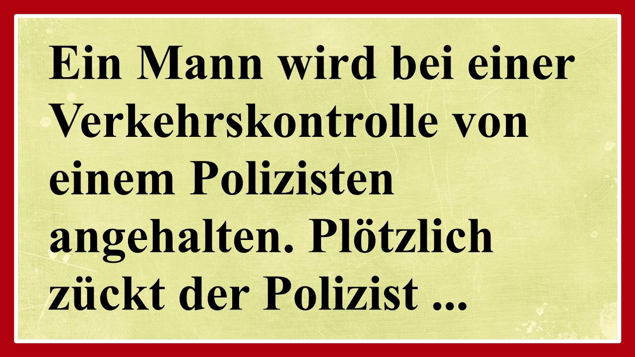 Ein Mann wird bei einer Verkehrskontrolle von einem Polizisten angehalten...