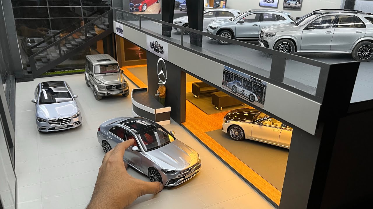 Коллекция автомобилей Mega Mercedes-Benz в масштабе 1:18 | Диорама дилерского центра Mercedes | Л...