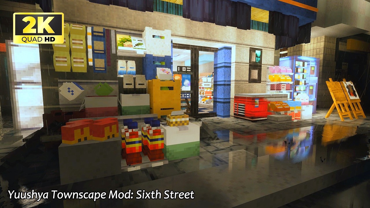 Minecraft Realistic Japanese City Tour ☔ | Yuushya Townscape Mod