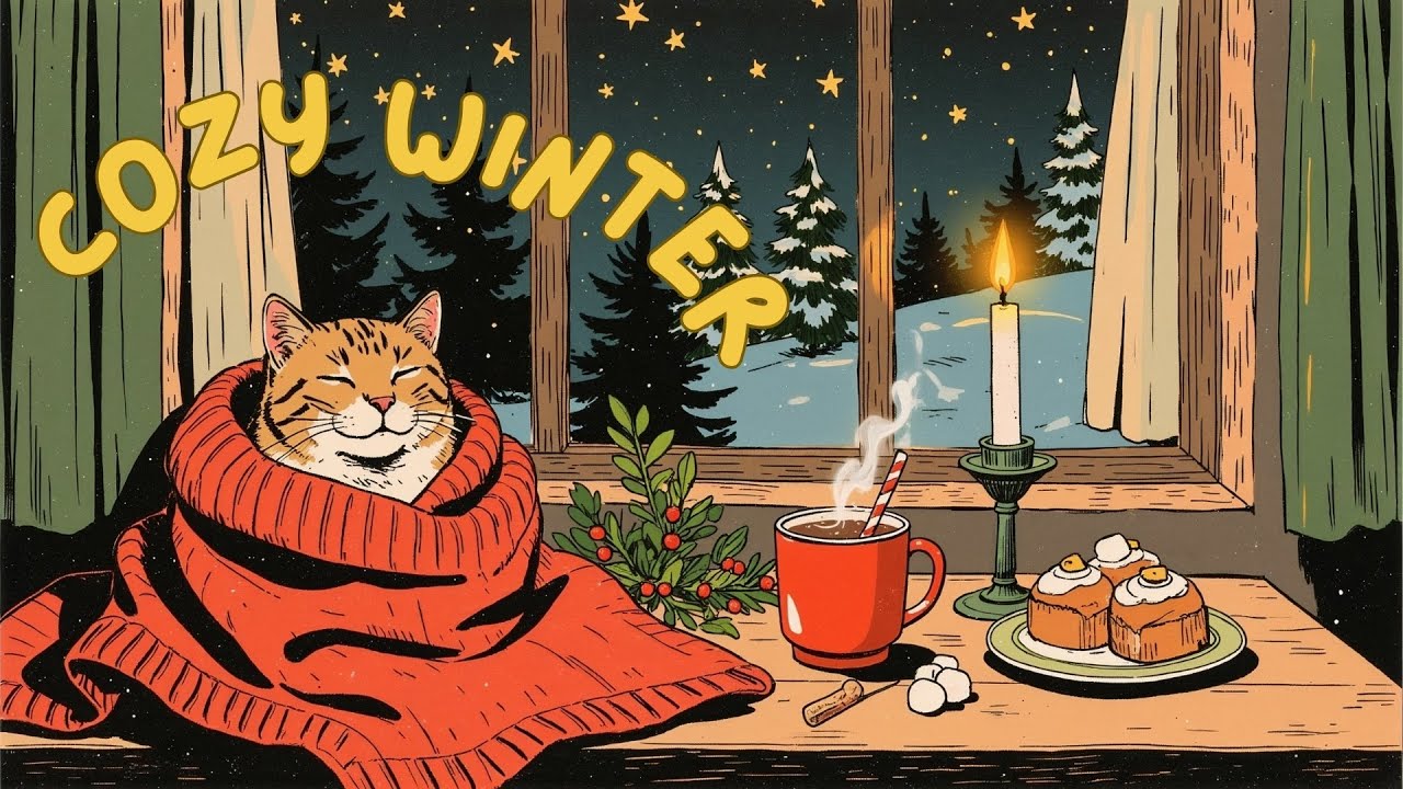 Sleeping Cat & Warm Blanket 🐾 | Relaxing Vintage Music