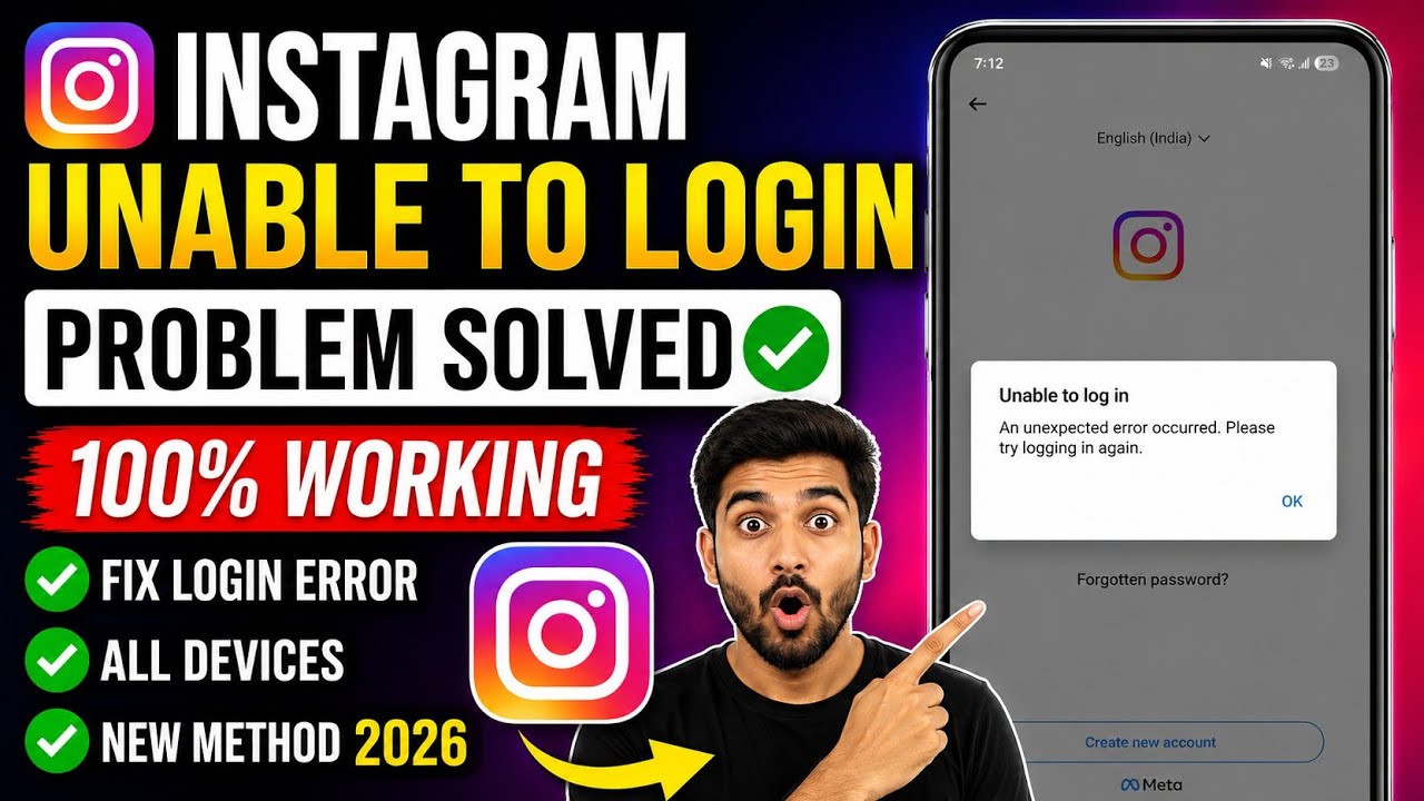 unable to login instagram | unable to login an unexpected error occurred instagram | unable to login