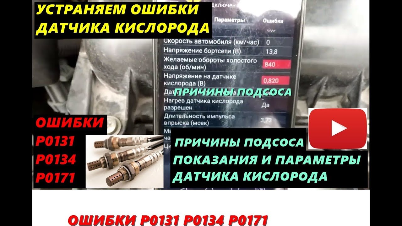 ПРИЧИНЫ ОШИБКИ ЛЯМБДА ЗОНД Р0131 Р0134 ПАРАМЕТРЫ ПОДСОС