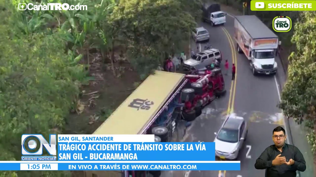 Trágico accidente de tránsito sobre la vía San Gil - Bucaramanga