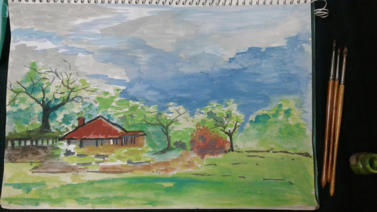 Natural scenery painting 1 | இயற்கையின் காட்சி படைப்பில் ஓவியம் | Colour Macaws