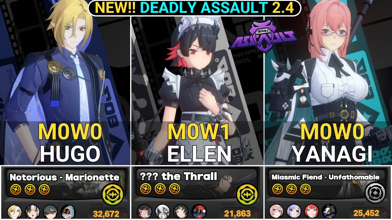 M0W0 Hugo & M0W1 Ellen & M0W0 Yanagi Showcase | NEW! Deadly Assault Zenless Zone Zero 2.4