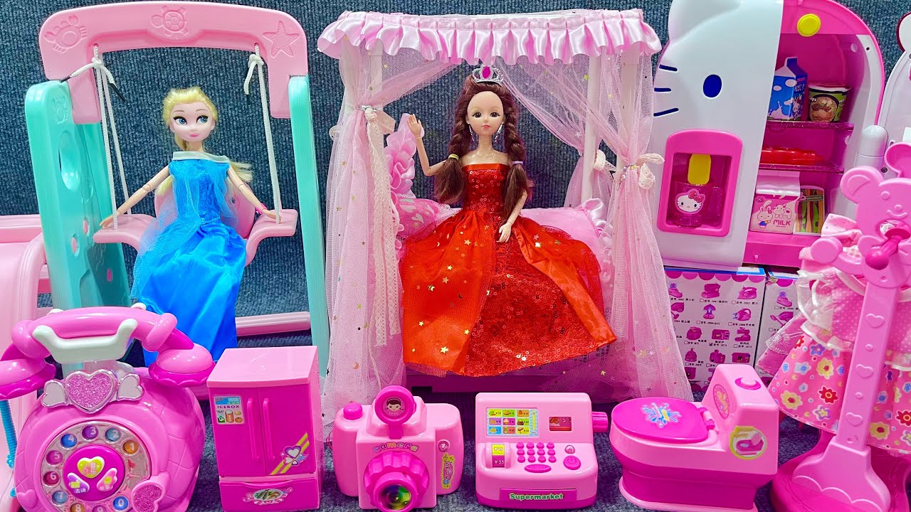 9 Minutes Satisfying with Unboxing Barbie Doll Pink Rock Bed Toys, Swing& Slide Toys Review | ASMR