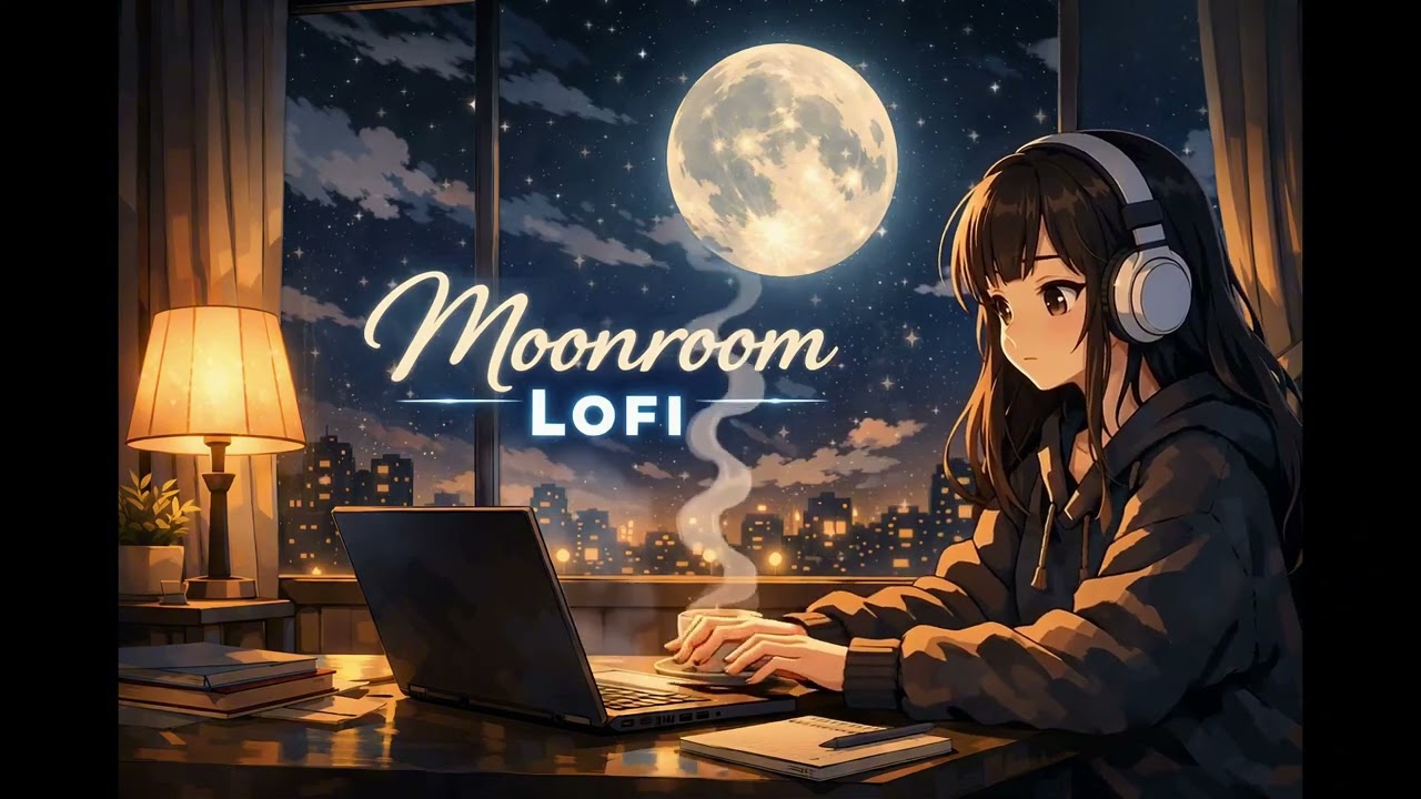 Moonroom Lofi 🌌 Soft Typing Anime Lofi | Night Focus Beats