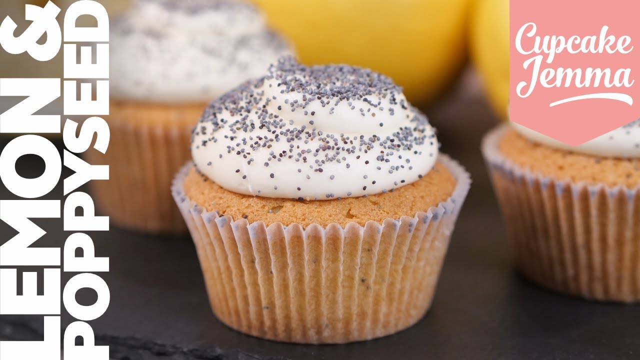 Lemon Poppyseed Cupcake Recipe with Lemon Curd & Cream Cheese Frosting | Cupcake Jemma