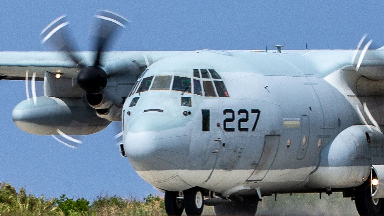 U.S. Marine Corps KC-130J Super Hercules, CH-53E Super Stallion, MV-22 Osprey Aircraft in Japan