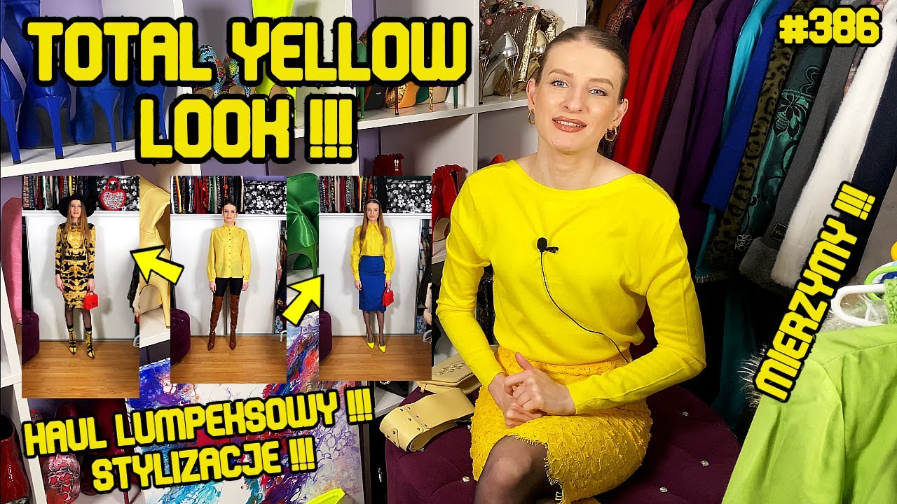 HAUL LUMPEKSOWY !!! TOTAL YELLOW LOOK !!! TYLKO ŻÓŁTE STYLIZACJE Z SECOND HANDU !!! TRY ON !!! #386