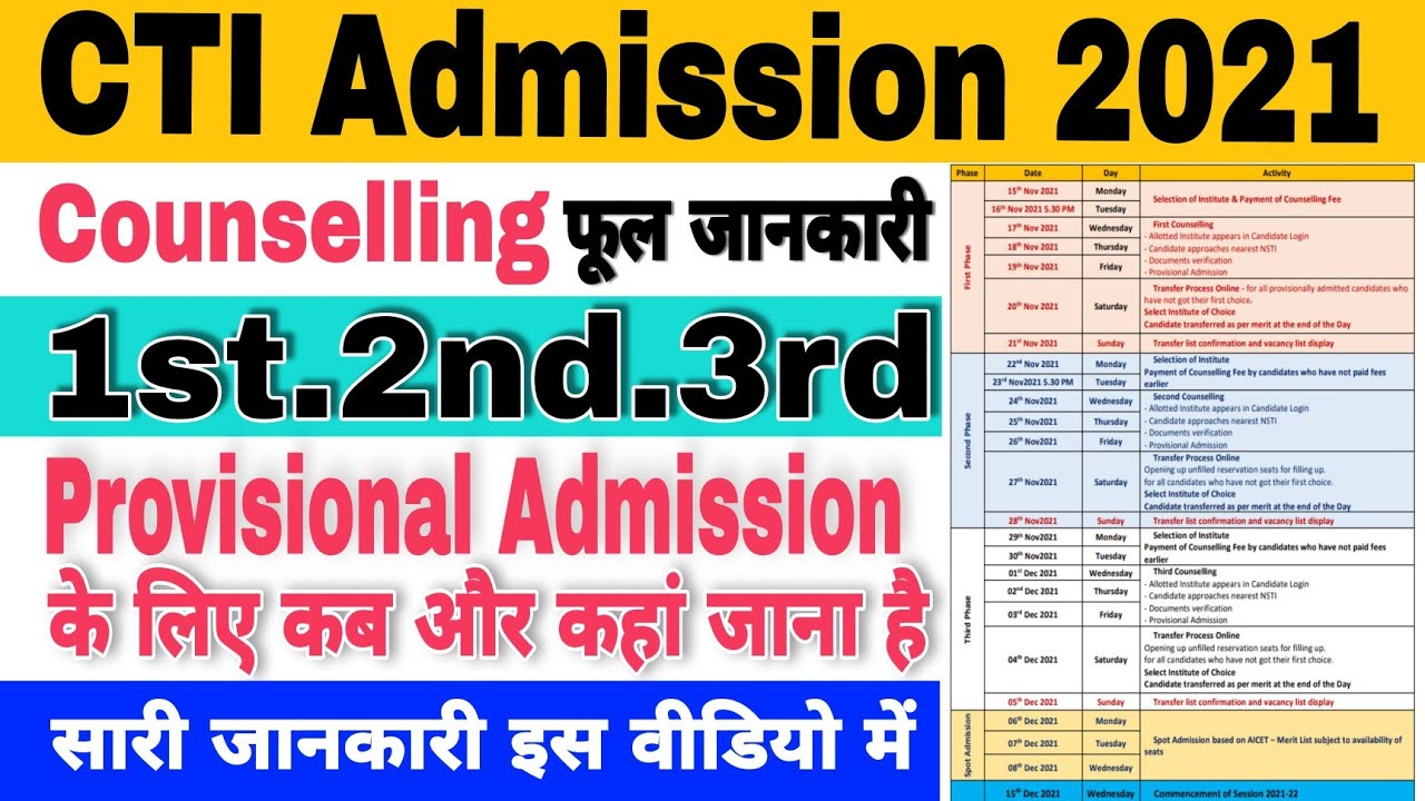 cti counselling process 2021 CTI 1st counselling process 2021 cti में एडमिशन के लिए कब और कहां जाएं