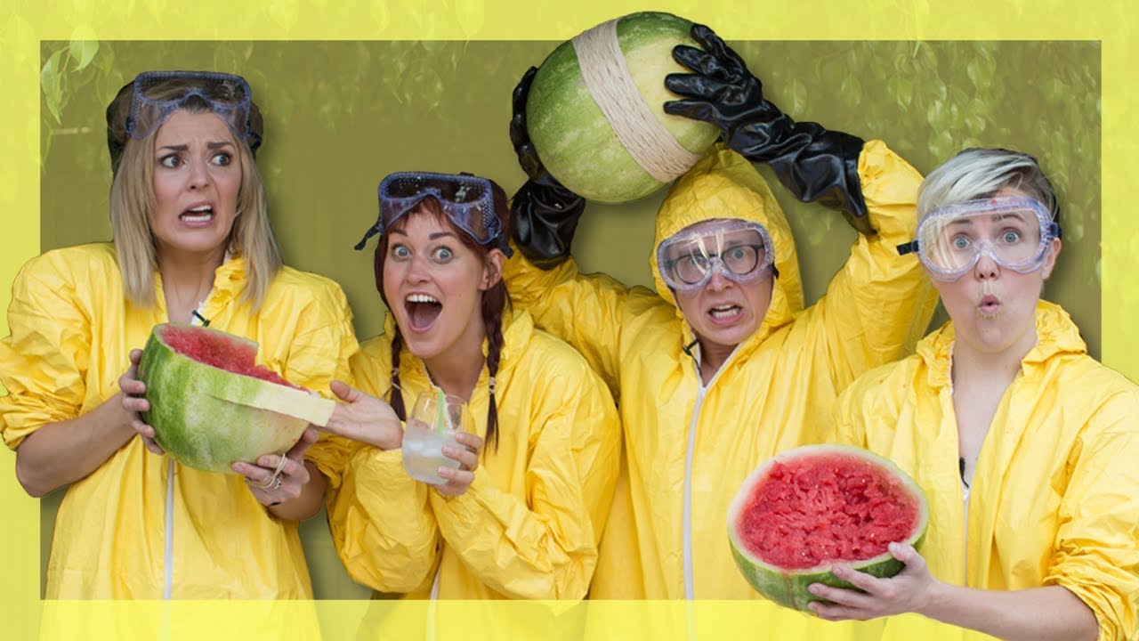 Exploding Watermelon Challenge (ft. Hannah Hart, Mamrie Hart & Grace Helbig) | Tyler Oakley